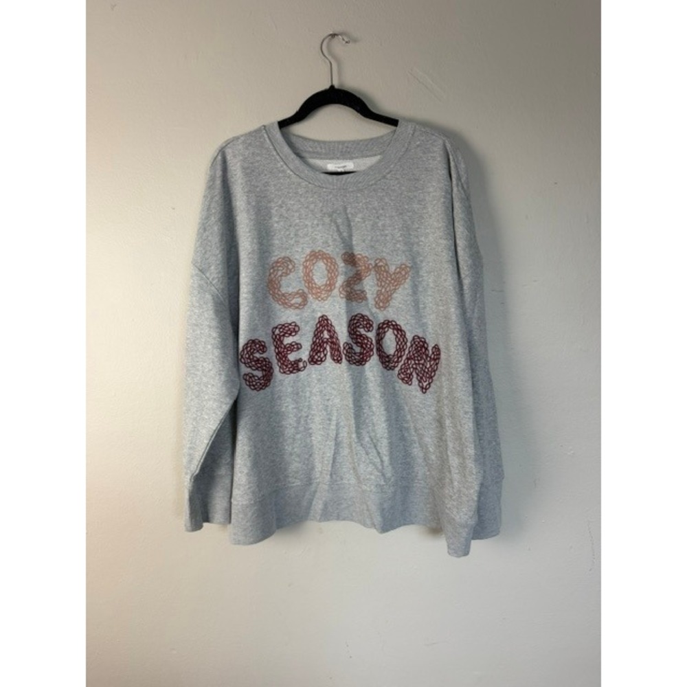 Maurices Cozy Season Heather Gray Embroidered Sweatshirt Plus Size 2X NWT